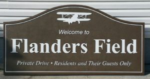 Sandblasted HDU sign for Flanders Field, Lakeland, FL