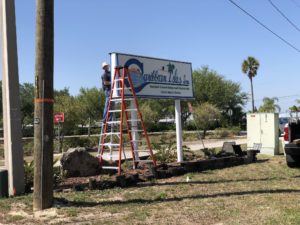 HDU Routed Sign Being Installed