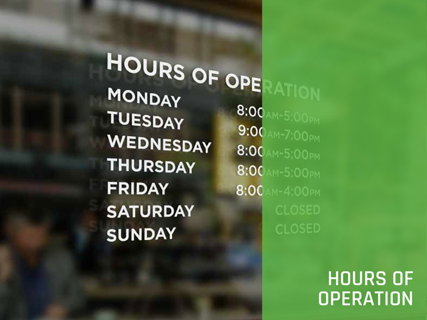 Hours of Operation Signs - Signs Insight Tampa Bay Area, Thonotosassa FL